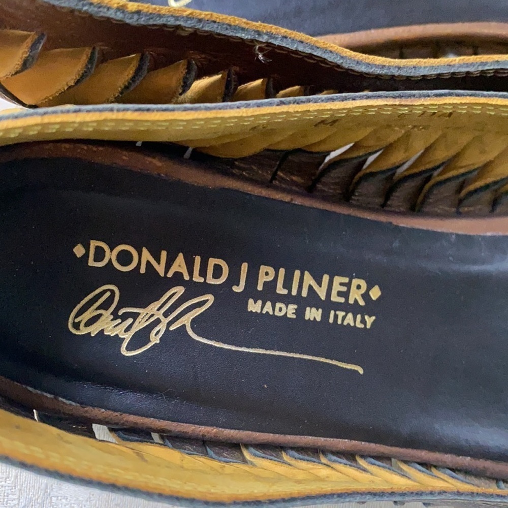 DONALD J. PLINER EDA BRONZE AND MUSTARD HUARACHE MOCCASIN STYLE BALLERINA FLAT‌‌ - Picture 6 of 9